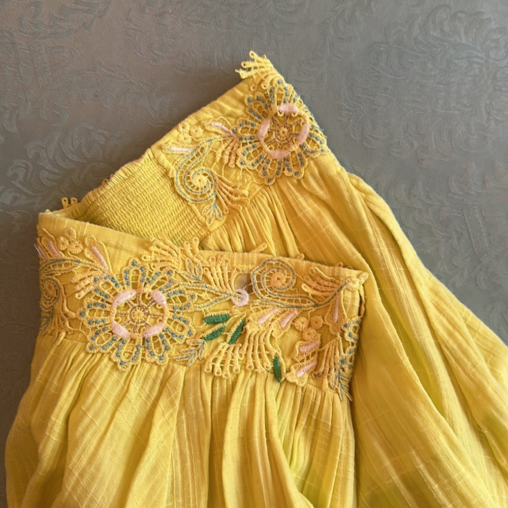 Anthropologie Floreat yellow stellina flower skirt (H) - Picture 9 of 11